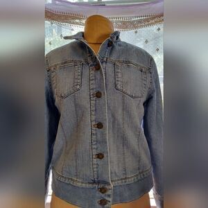 Jones New York Sport Stretch Blue Wash Jean Jacket Size S Fleece Lined